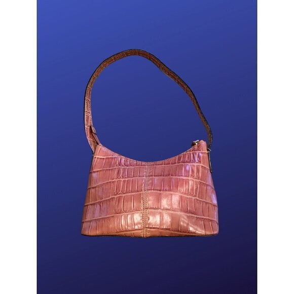 Fossil crocodile embossed leather handbag satchel shoulder bag, rose pink, NWOT - Picture 2 of 12